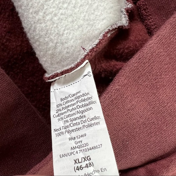 Men’s Hoodie Size‎ XL Color Block Grey/Maroon Mock Neck Hooded Sweatshirt - Picture 3 of 4